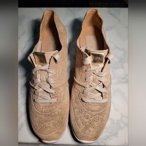 UGG Women's Tye Stardust Gold Leather Metallic Trainers Sz 12